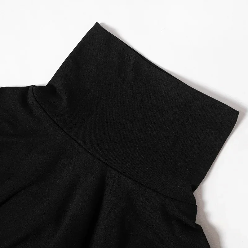 베이비 샤워를위한 탄력 출산 사진 드레스 임신 Photoshoots를위한 우아한 블랙 하이 넥 긴 소매 드레스