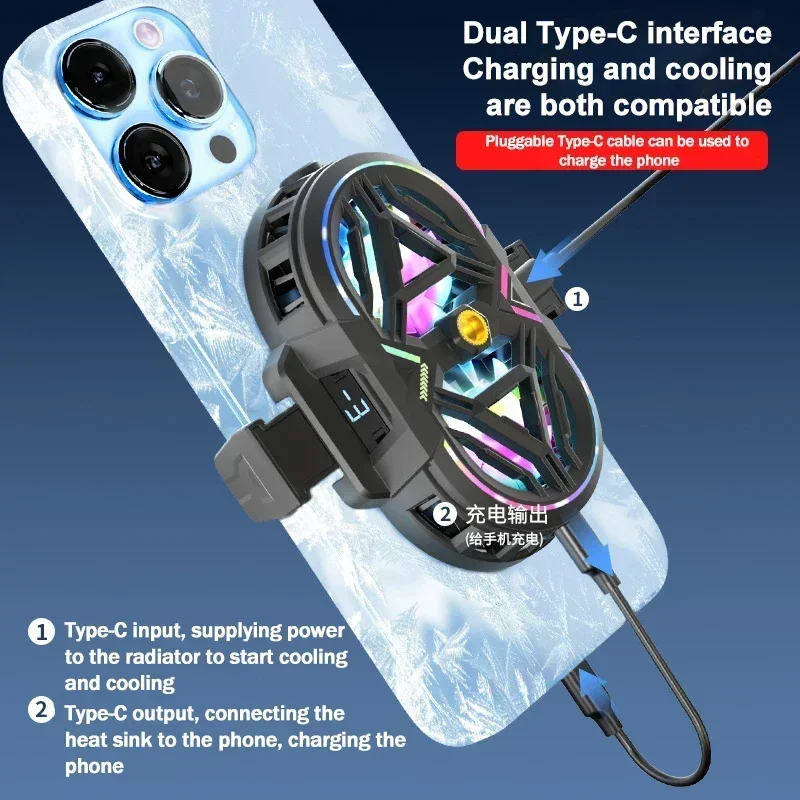 RS3 Mobile Phone Cooler Semiconductor Cooling Fan Radiator Dual Core 3 Gears Adjustable Heat Sink for IOS Android Live Streaming