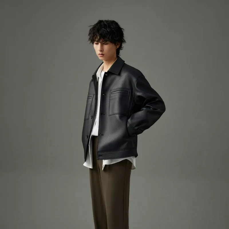 

2025 New Spring and Autumn Retro Leather Jacket Men's Clothing High Sense Ruffian Handsome Casual PU Jacket Fashion Autumn Top