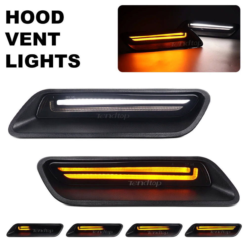 LED Hood Vent Lights Hood Scoop Lamp Dynamic Indicator Turn Signal Light Hood Driving Light For Dodge RAM 1500 Sport 2010-2018