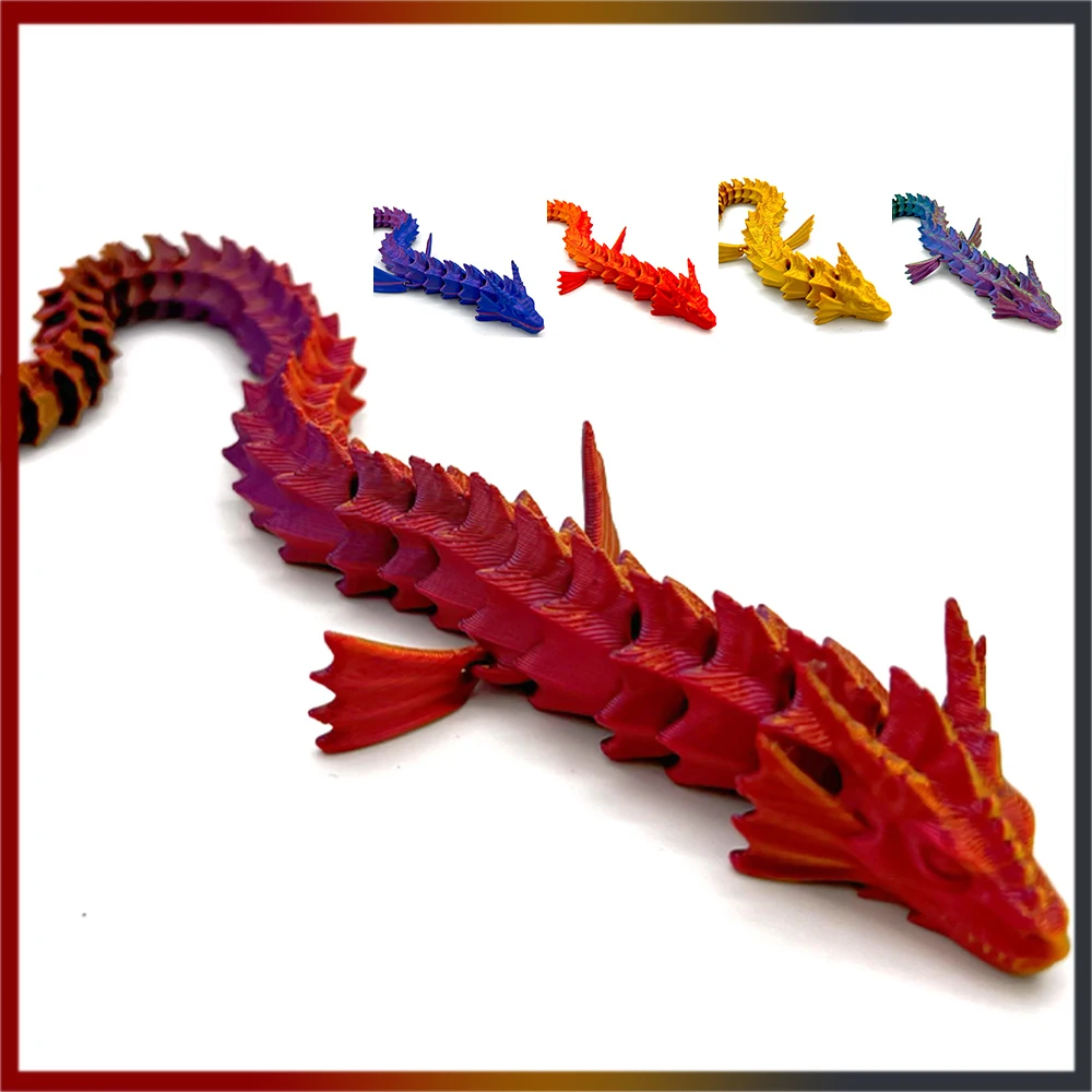 3D Printed Toys Multi-joint Legendary Sea Dragon Model Ornament Realistic Animal Figures Decorations Desktop Novelty Kids Gifts