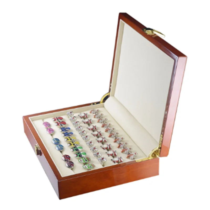 Glass Cufflinks Box for Men Painted Wooden Collection Display Box Storage 20-30Pairs Capacity Rings Jewelry Box