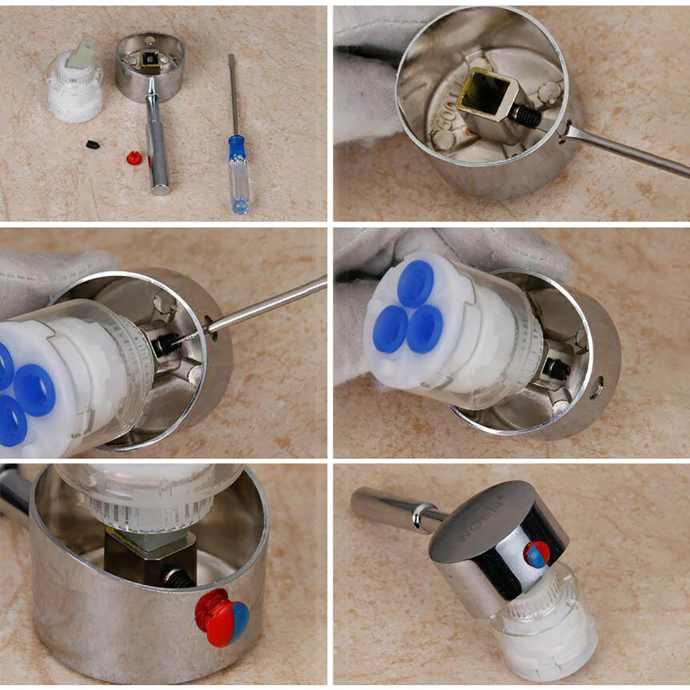 

Hot and Cold Faucet Mixing Valve Handle Switch Repair Gland Fittings Mixer Tap Splitter Water Shower Bathtub Replacement