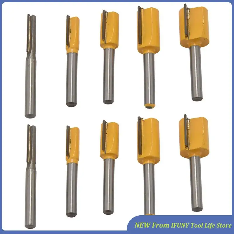 

Set Of 10 Piece Straight Dado Router Bit Set, 1/4 Inch,3/8 Inch,1/2 Inch,5/8 Inch,3/4 Inch,1/4-Inch Shank(Yellow) New