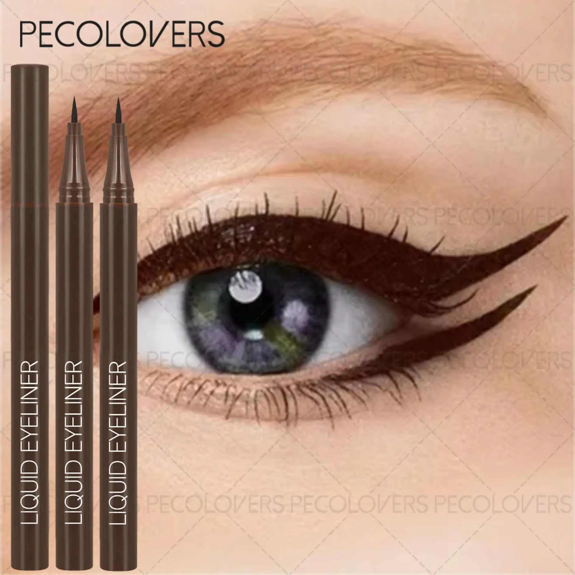 2pcs Black&Brown Liquid Eyeliner Pens,Waterproof,Quick-Drying Eyeliner,Beginner Friendly, Smudge,Long-Lasting,Eyeliner Pen