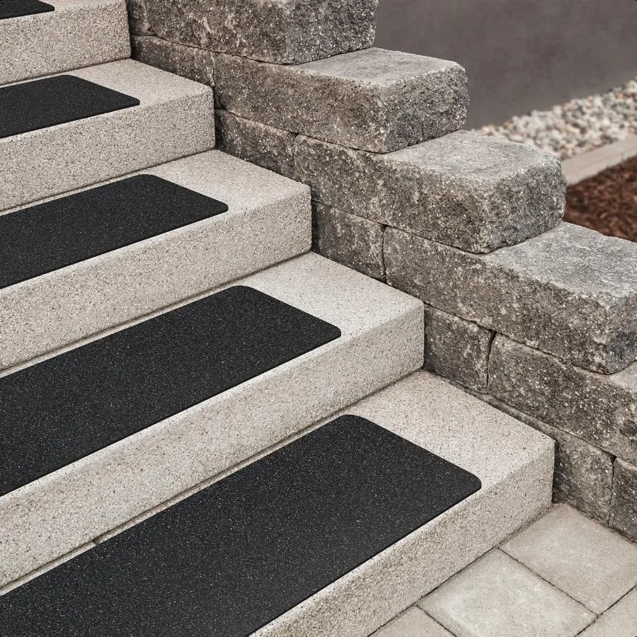 

8Pack 24" X 6" PreCut Stair Treads 80 Grit NonSlip Outdoor Tape Black Heavy Duty Anti Slip Traction Adhesive Strips