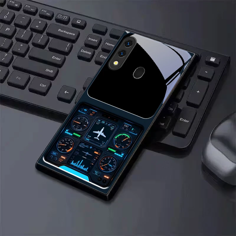Cool Aviation Cockpit Screen Black Glass Phone Case For Samsung A70 A71 A72 A73 A8s A51 A56 A55 A54 A35 A34 A32 A30 A26 25 Cover