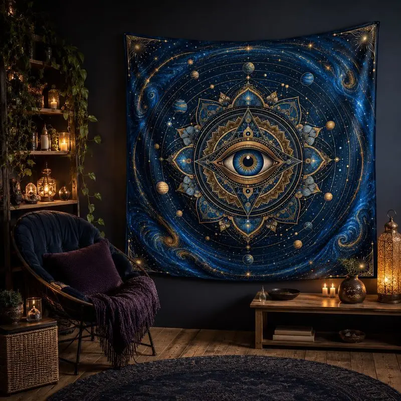 Moon Phase Constellation Tapestry Celestial Starry Sky Wall Hanging Bedroom Living Room Bohemian Home Decor
