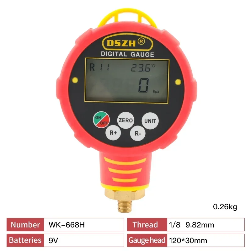 Digital Manifolds Refrigerant Gauge Single Digital Gauge Valve WK-688H/L Refrigeration Pressure Tester Digital Vacuum Gauge