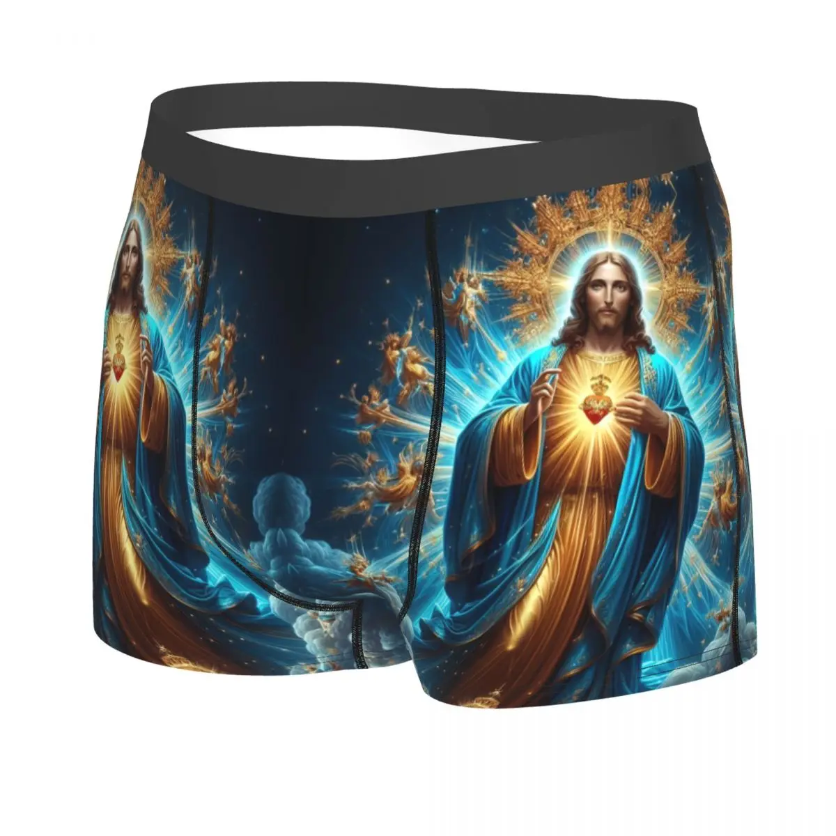 Custom Fashion Divine Heart Of Jesus Boxers Shorts Panties Male Underpants Stretch Briefs Underwear