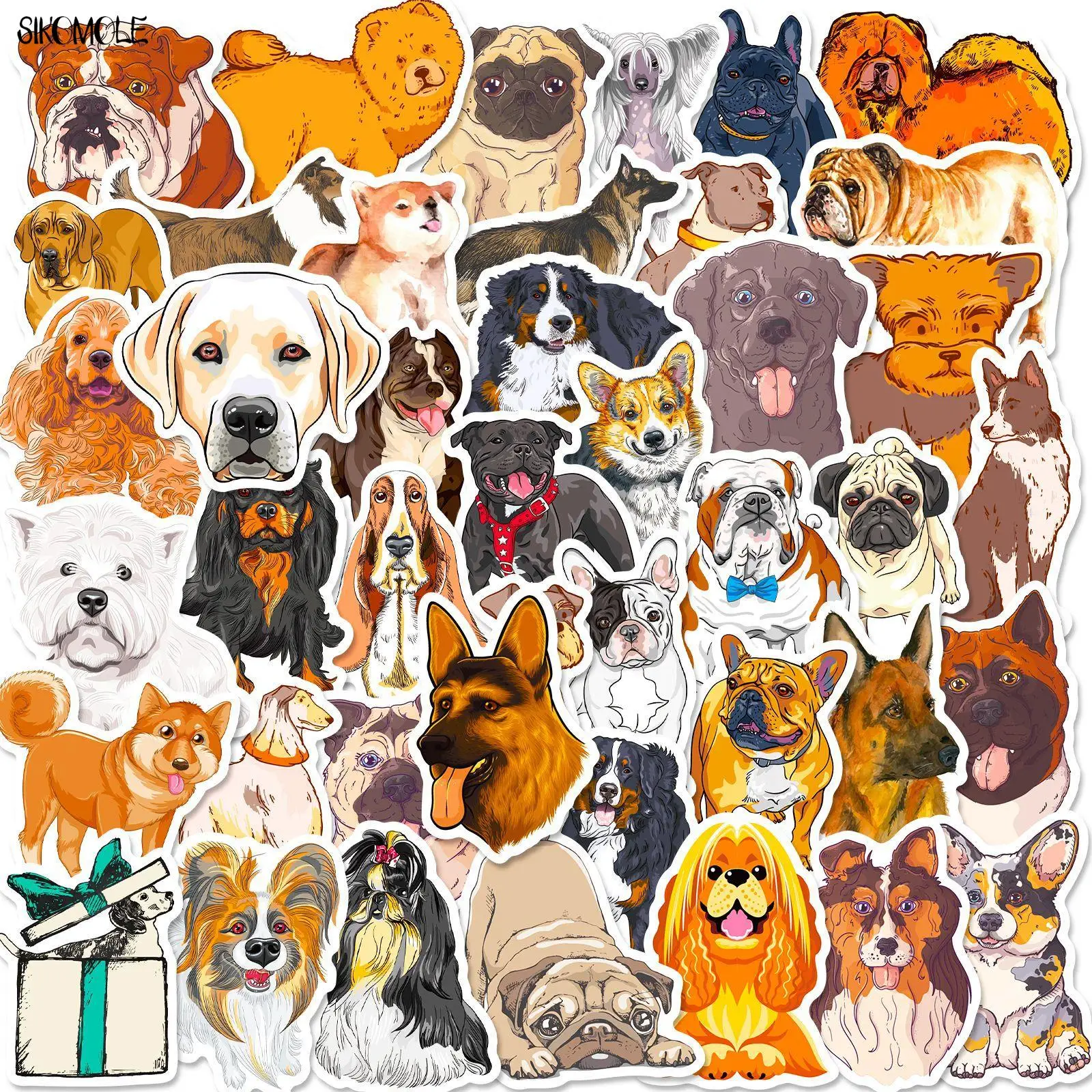 10/30/50PCS Mix Cartoon Dog Stickers Poodle Realistic Stickers Animal For Children DIY Toys Phone Travel Laptop Sticker Decals