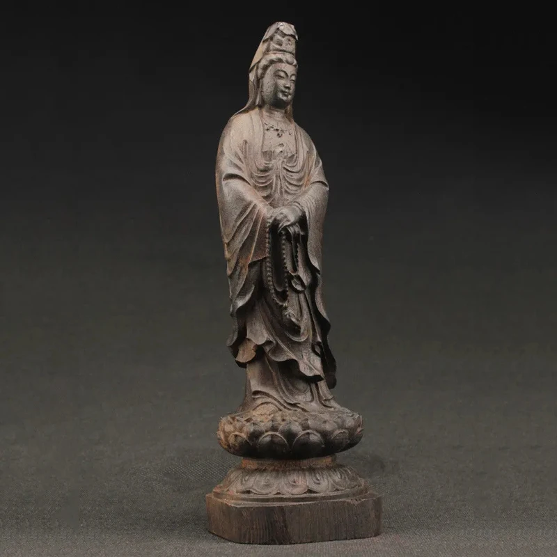 

Exquisite Chinese ebony wood Guanyin Bodhisattva auspicious statue