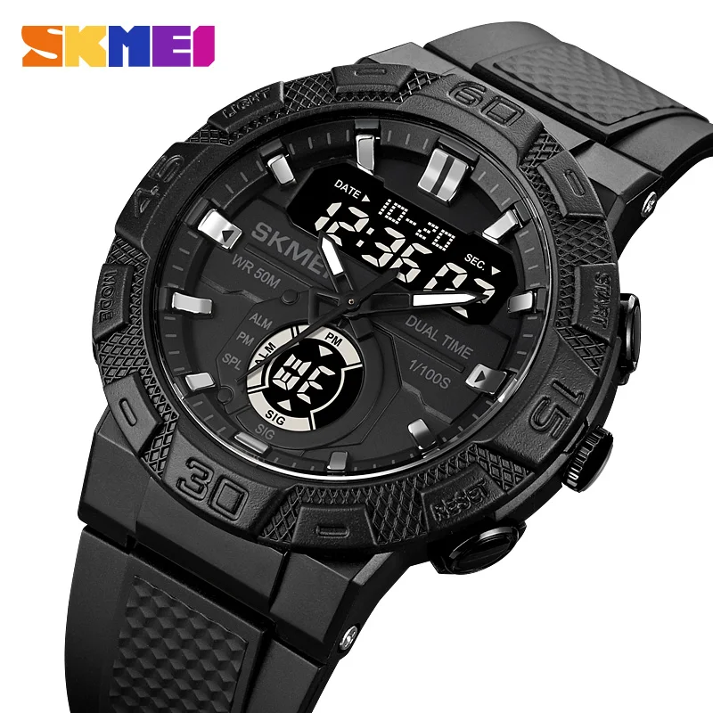 SKMEI Top Brand Sport Mens Watch Luxury Dual Time Stopwatch Wateproof Wristwatch Original Digital Watches Led Light Alarm Clock