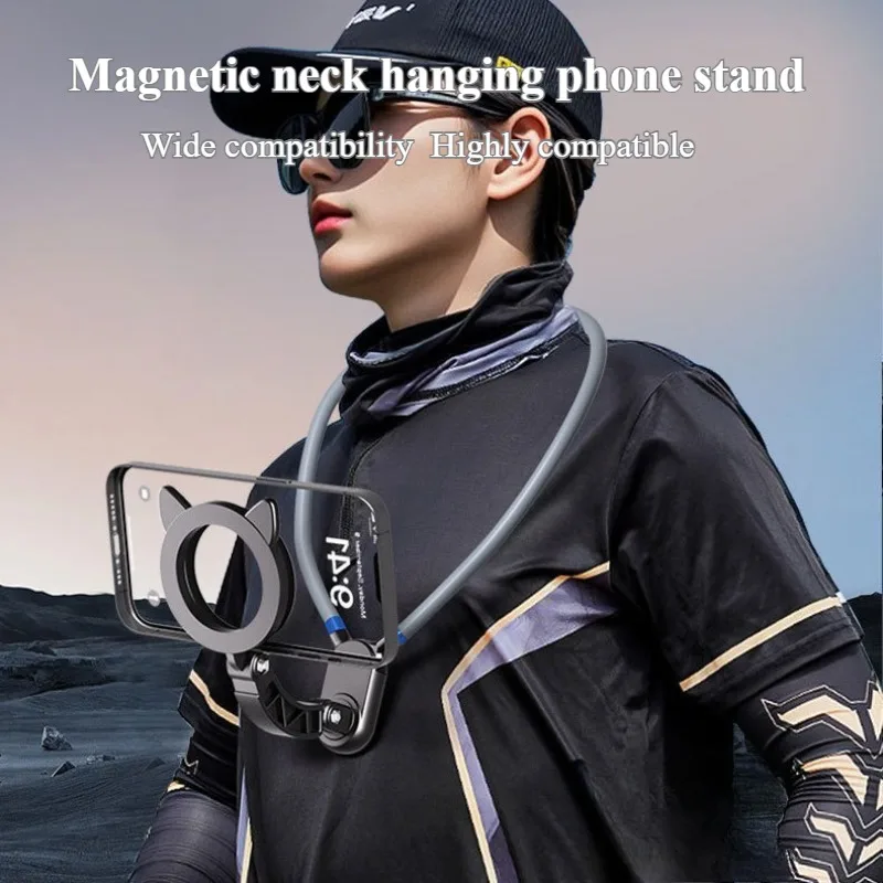 

Magnetic Mobile Holder Neck Hanging Phone Stand Magsafe Neck Hanging Quick Release Portable Shooting Bracket for Fishing Cycling