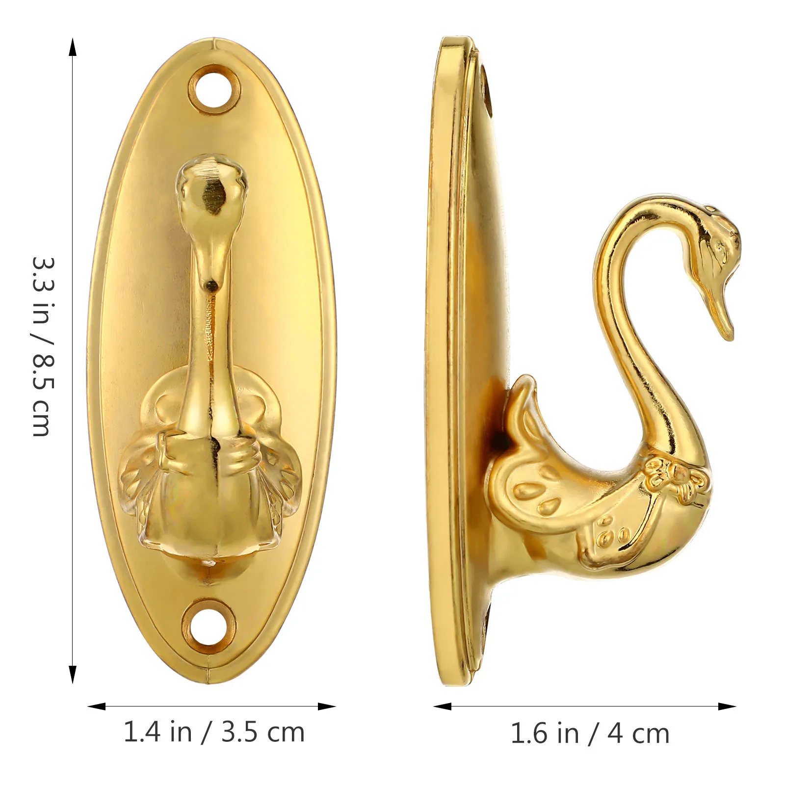 2pcs Curtain Hooks Golden Vintage Swan Style Drapery Holdbacks For Window Tieback Clips Zinc Alloy Wall Mounted Hook
