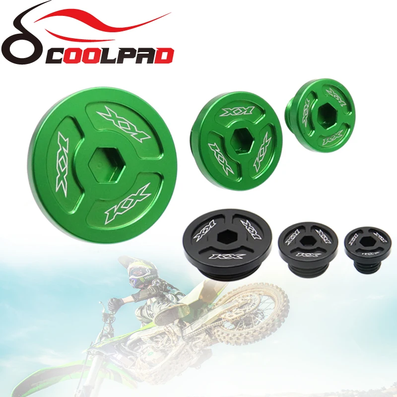 

CNC Engine Timing Caps Oil Filler Plug Crankcase Cover Motocross For Kawasaki KX250 KX450 19-23 KX250F KX450F KLX450R Green