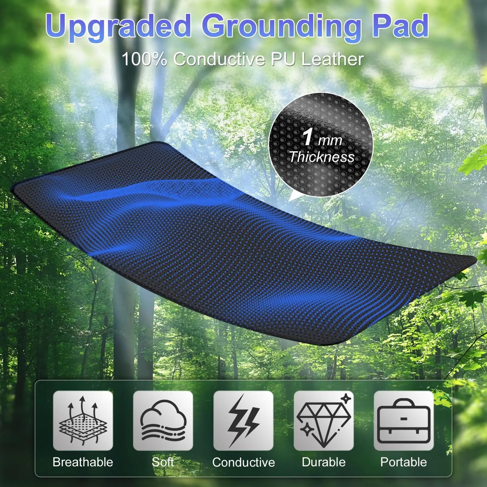 27×60 Grounding Mat with Grounding Wire, Improves Sleep, Promotes Blood Circulation, Balances Energy, Relieves Pain for Wellness