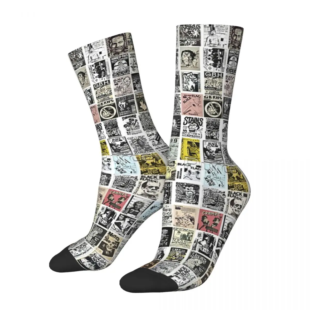 Vintage punk rock flyers meias adultas, unisex meias, meias masculinas meias femininas