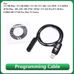 UV-68 Pro Max V2 USB Programming Cable For UV-9R Pro Plus BF-9700 UV-S22 Pro UV-98 GMRS-9R Waterproof Radios USB Data Cable Disk