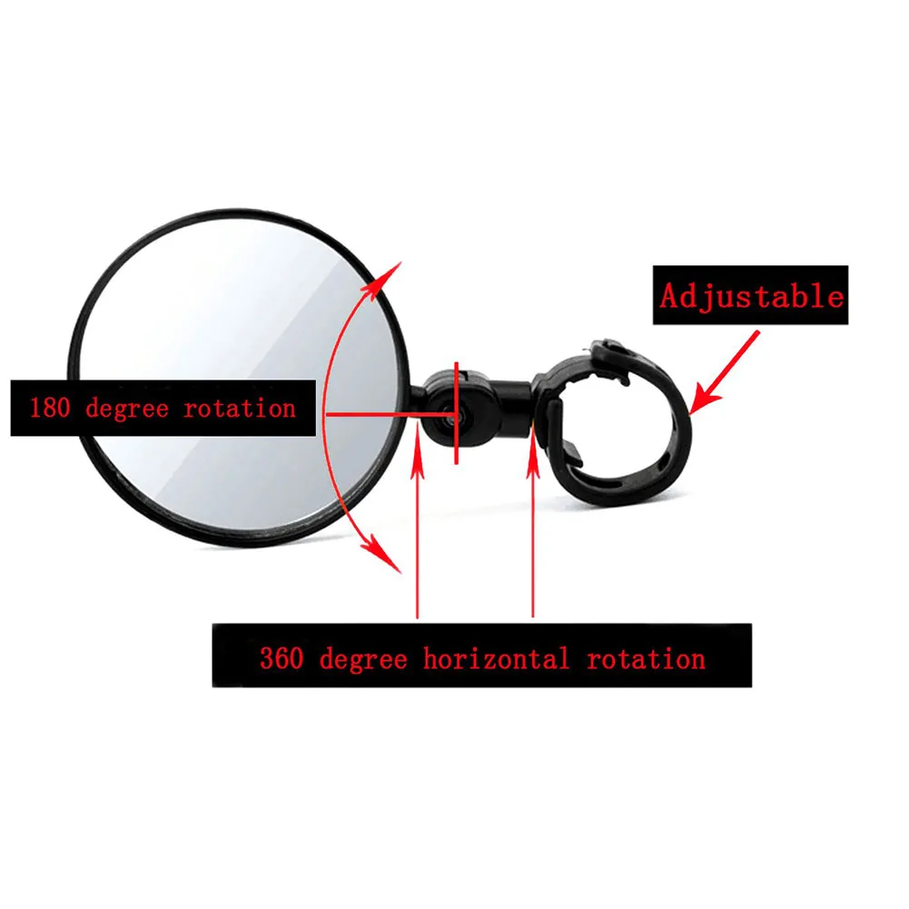 Bike Cycling Rearview Mirror Handlebar Wide Angle Convex MTB