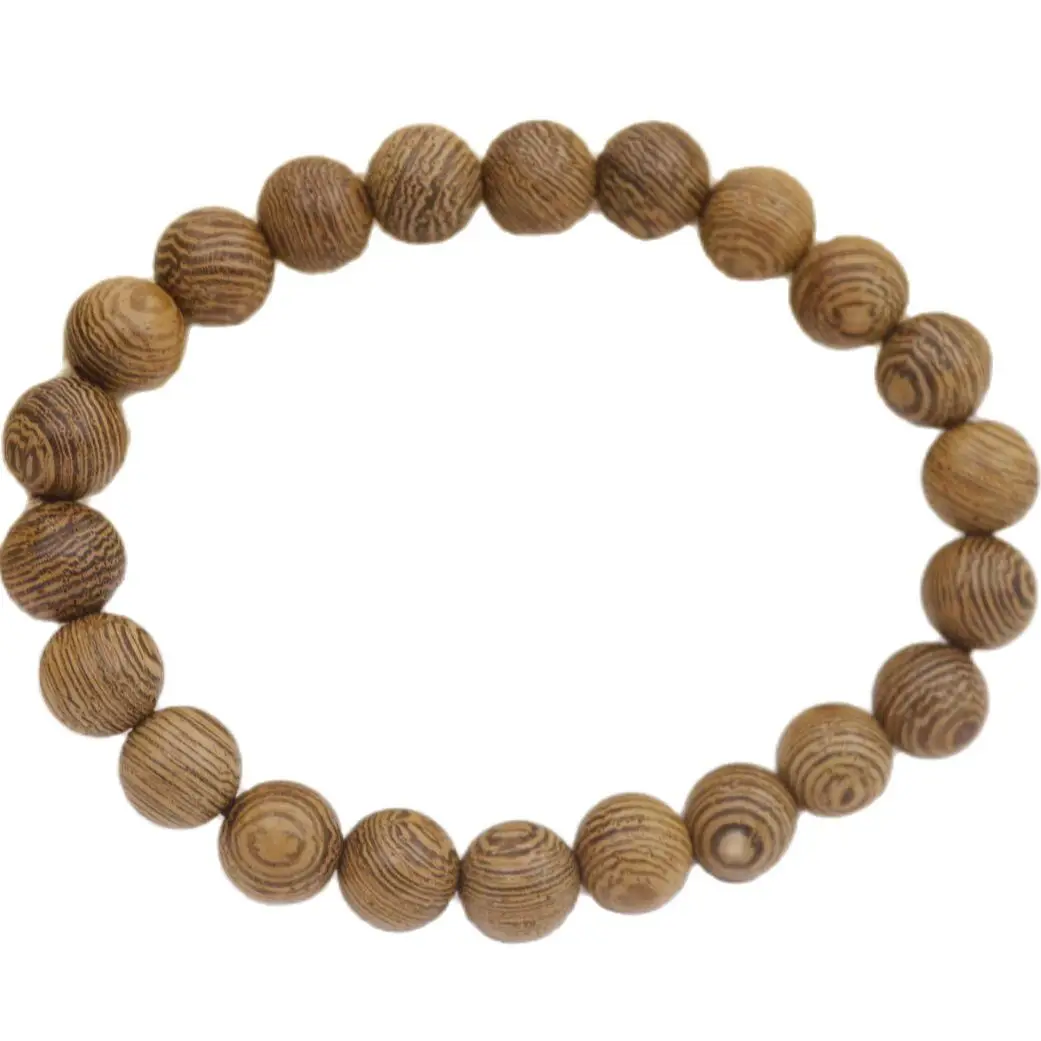 8mm Round Natural WENGE Oriental Wood Prayer Bead Buddha Prayer Bracelet 7