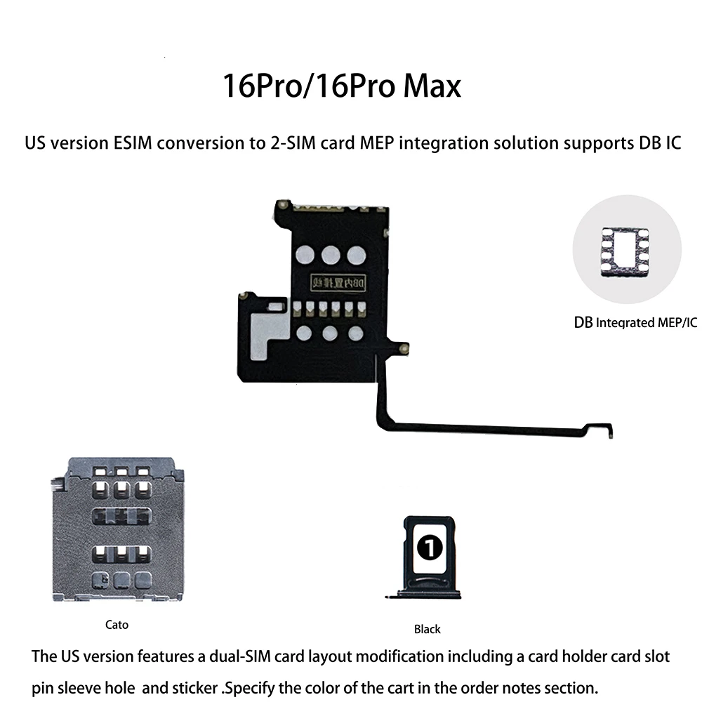 MEP Flex US Version ESIM to Dual SIM Card Conversion Flex Cable for iPhone 16pro 16promax 16 Pro Max With Dual SIM Tray Snow IC
