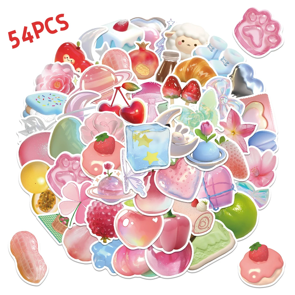 54 STKS 3D Patroon Roze Ins Cool Stickers Leuke Stickers Koffer Laptop Plakboek Telefoon Case Dagboek Bagage Decoratieve Decals
