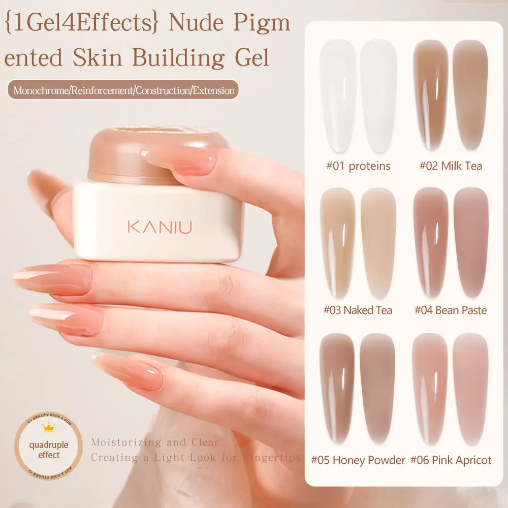 20ml Nail Builder Gel 4-in-1 Soak Off UV/LED Gel Natural Clear Base Gel DIY Strengthening Nail Salon Art Design