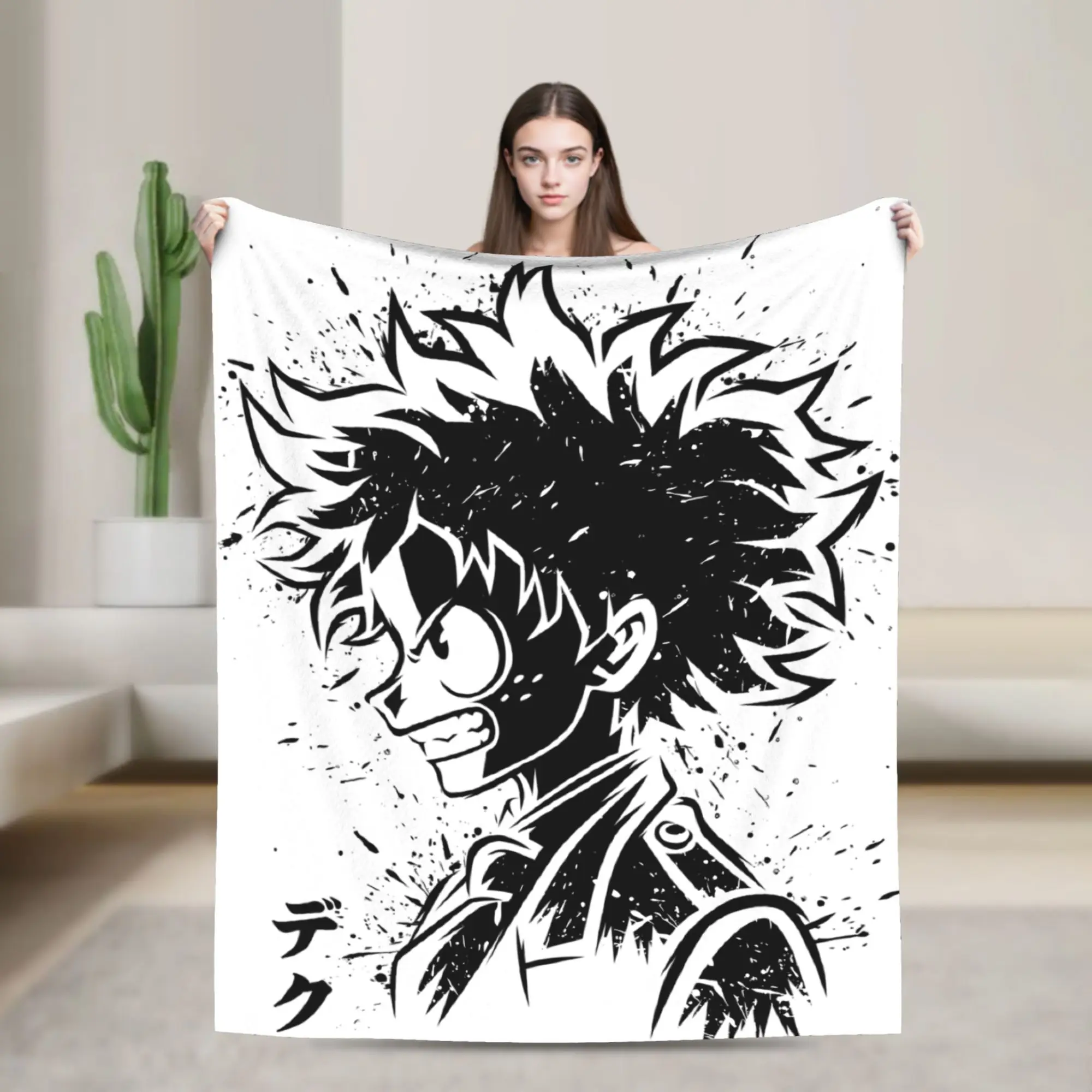 MHA Anime Sketch Hero Blankets  Plush Awesome Warm Throw Blankets for Home Restaurant Spring Autumn,