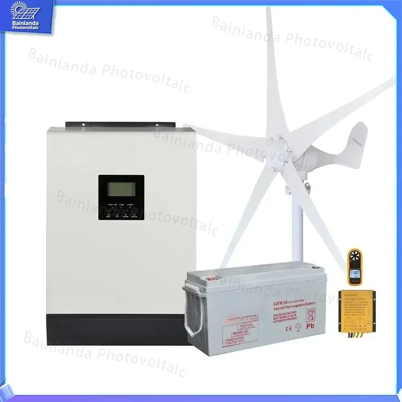 1000W Wind Turbine Generator Kit Off Grid Solar Power System 12V 24V Home Backup Energy Renewable Windmill for House Farm