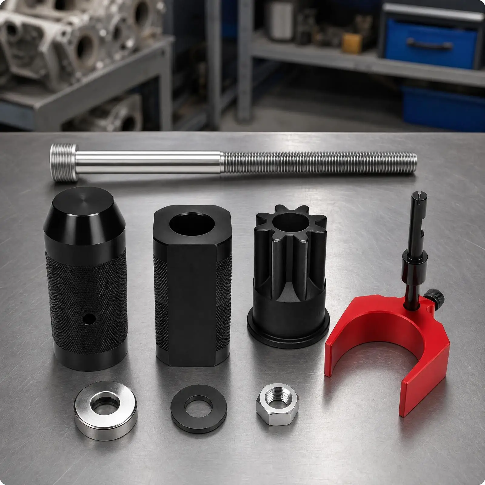 8 Pieces Engine Turning Tool Machined Metal Compression-Ignition Fuel Injector Height Adjustment Tool Engine Barring Socket