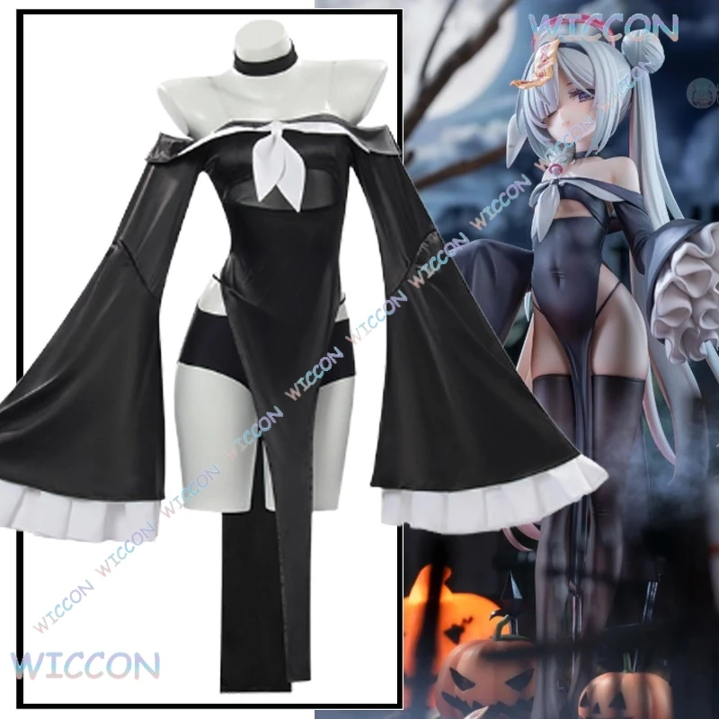 

[WUHU]Game Blue Archive Cosplay Plana Halloween Zombie Cosplay Black Sexy Dress Suit Women Party Carnival Roleplay Clothes