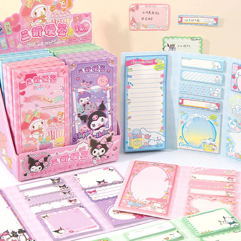 Cartoon Sanrio Sticky Notes Anime Kuromi Cinnamoroll Mymelody Hellokitty Figure Student Stationery N Times Posted Message Book