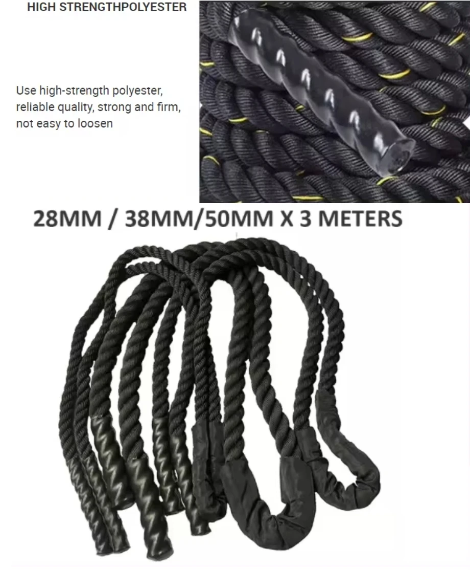 25mm Nylon Battle Rope Power Training Muscle Strength Jump Skipping Rope