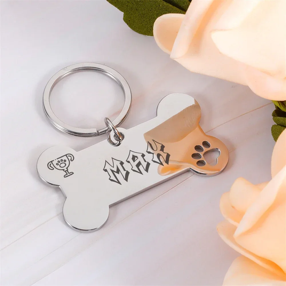 Custom Pet ID Tags Personalized Stainless Steel Engraved Puppy Bone Pet ID Name Collar for Dog ID Tag Shiny Pendant Accessories