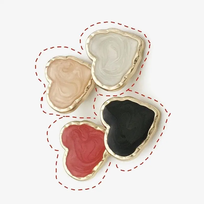 Cute Pink Love Heart Irregular Metal Buttons with Enamel, Women's Decorative Buttons for Blazer Coat Outerwear 10PCS/Lot