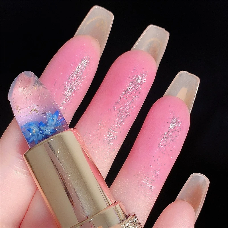 Temperaturfarbwechselnder Blumen-Lippenstift Feuchtigkeitsspendender Kristall-Lippenbalsam Wasserfester Langanhaltender Jelly-Lippenstift Lippenpflege Make-up – Detail 10