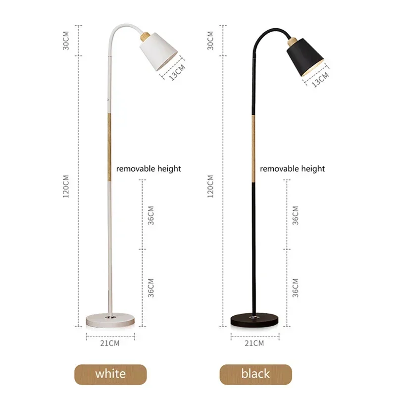 2025 12W Nordic LED Floor Lamps Creative Bedroom Reading Deco Dining Room Light Indoor Bulb Modern Dimming Black&White Adjustabl