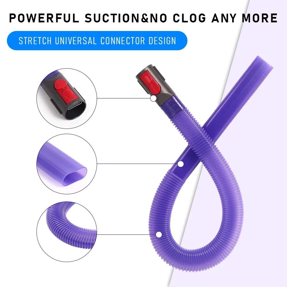 ملحقات خرطوم تنفيس المجفف لـ Dyson V7 V8 V10 V11 V12 V15 مكنسة كهربائية مرفق خرطوم مزيل الوبر مع محول الرأس المسطح