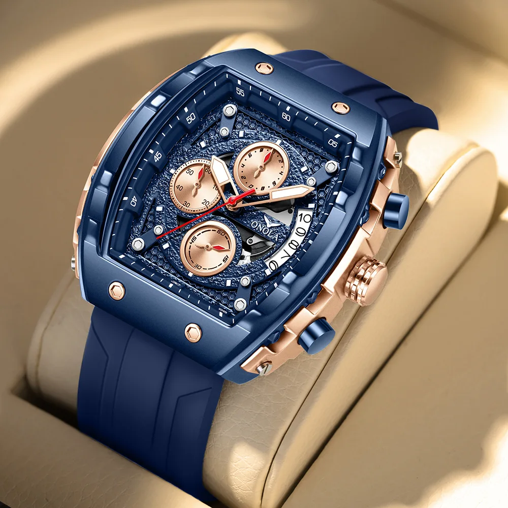 

ONOLA 6853 модные кварцевые часы для мужчин, многофункциональный хронограф с календарем, водонепроницаемые часы для спорта на открытом воздухе, повседневные мужские часы