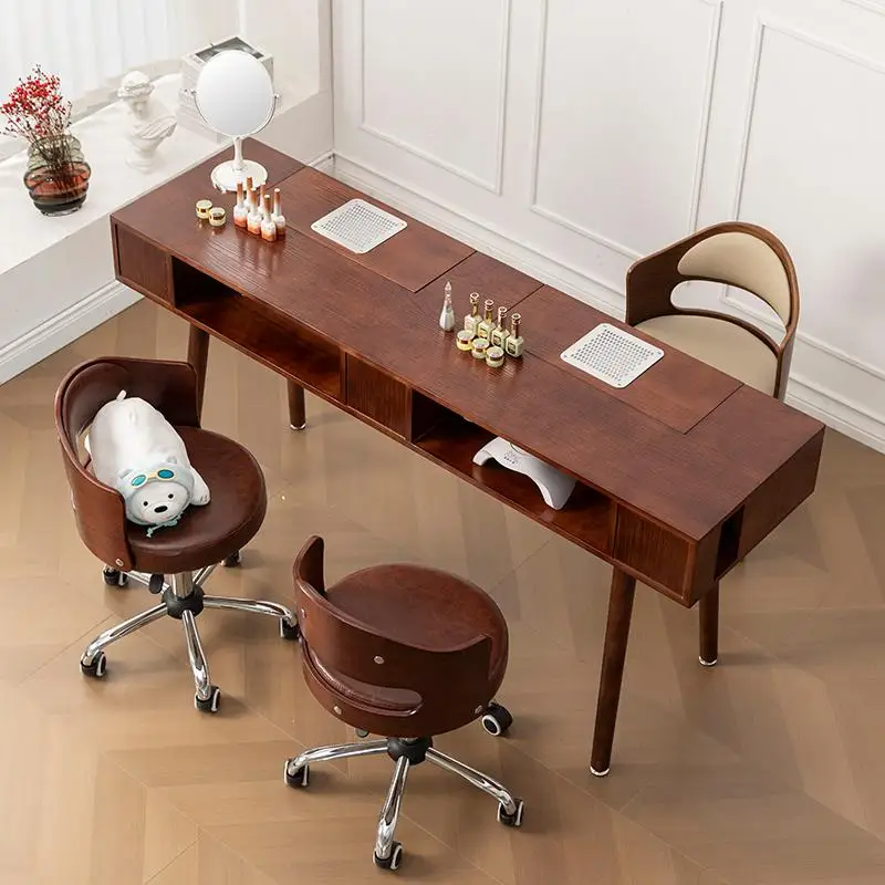 Vintage Mid Century เล็บตารางฝุ่นที่ไม่ซ้ํากันคลาสสิกภาษาฝรั่งเศสคําเล็บโต๊ะ Rustic Retro ตาราง Onglerie Saloon เฟอร์นิเจอร์