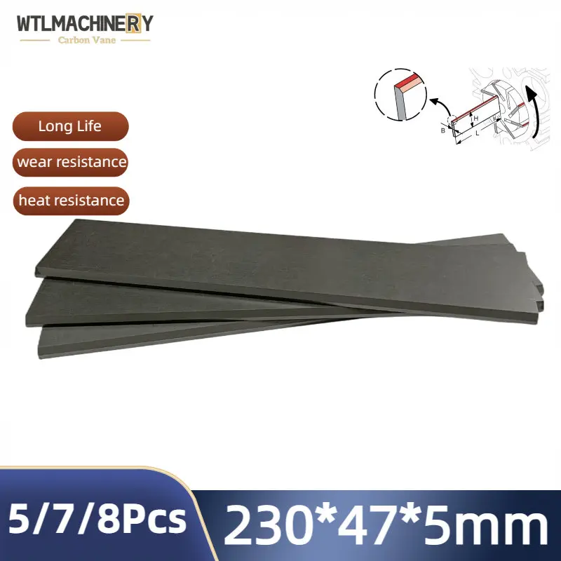 

230x47x5mm Graphite Carbon Vane Carbon Sheet For Vacuum Pump Blades Suit For Air Pump 5/6/7/8 Pcs