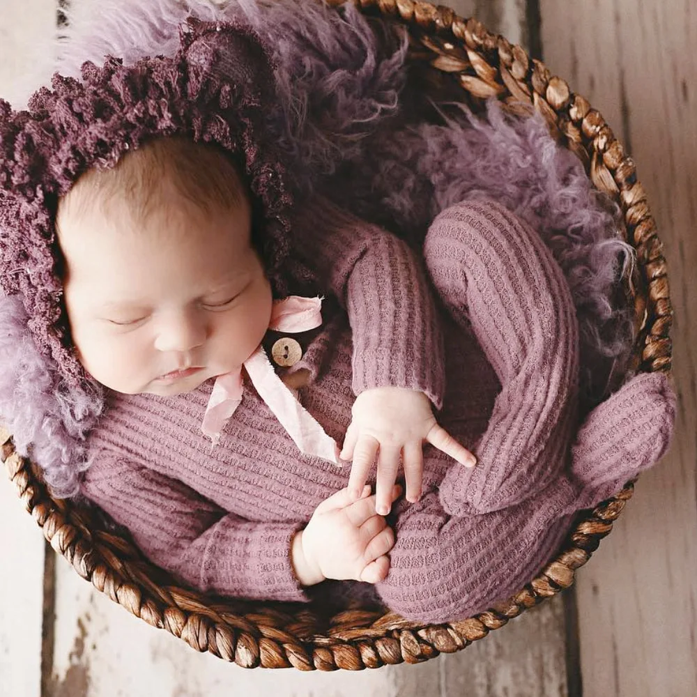 Newborn Knitted Photography Newborn Photography Prop Clothing Retro Button Baby Photography Clothing 아기 코스프레  신생아촬영