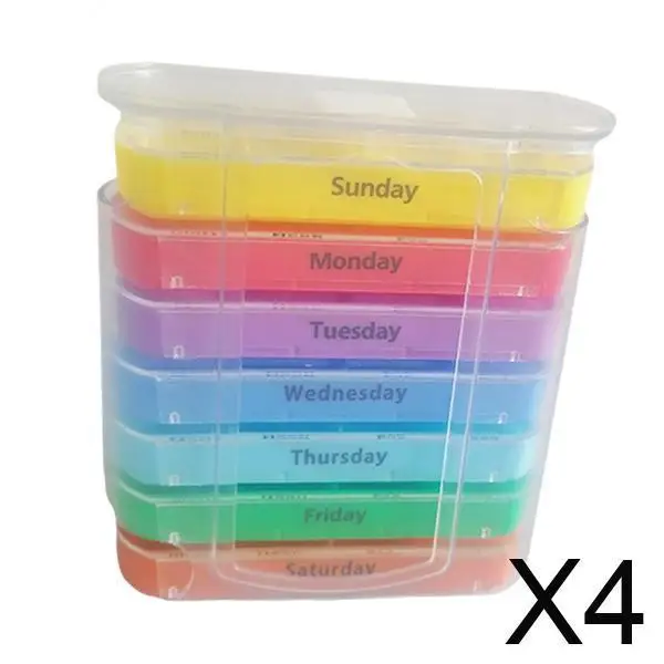 

Portable Vitamins Oil Travel Container Caddy Case Colorful Pill Organizer 28 Slot Daily Pill Box for Medication Management