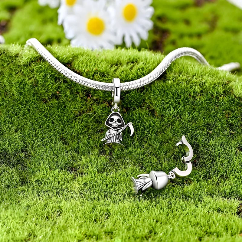 925 Sterling Silver Charms Pendant Q-version Death God Universal Buckle Pendant Fit DIY Original Bracelet Women Jewelry Gift