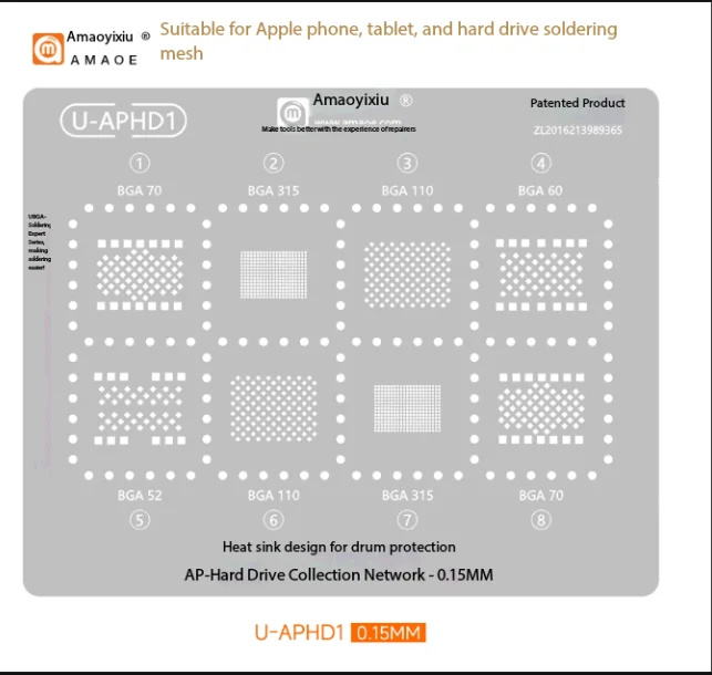 Compatible with IP17 Generation Amao Easy Repair PCIE Apple Hard Drive 6/7p/8/X/XS/11PROMAX Stencil NAND Steel Mesh