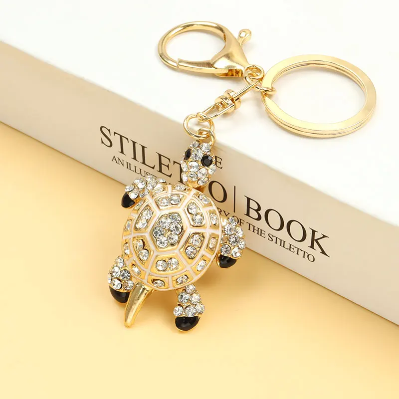 Enamel Rhinestones Sea Turtle Keychain Fashion Couples Bag Pendant Car Interior Creative Gift Souvenir Exquisite Animal Key Ring