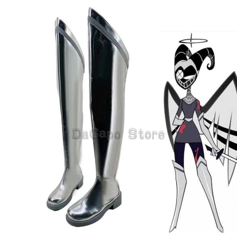 

Hazbin Lute Angel Cosplay Shoes Hotel Fight Boots Halloween Carnaval Fancy Party Unisex Silver Color Boots Anime Cosplay Prop