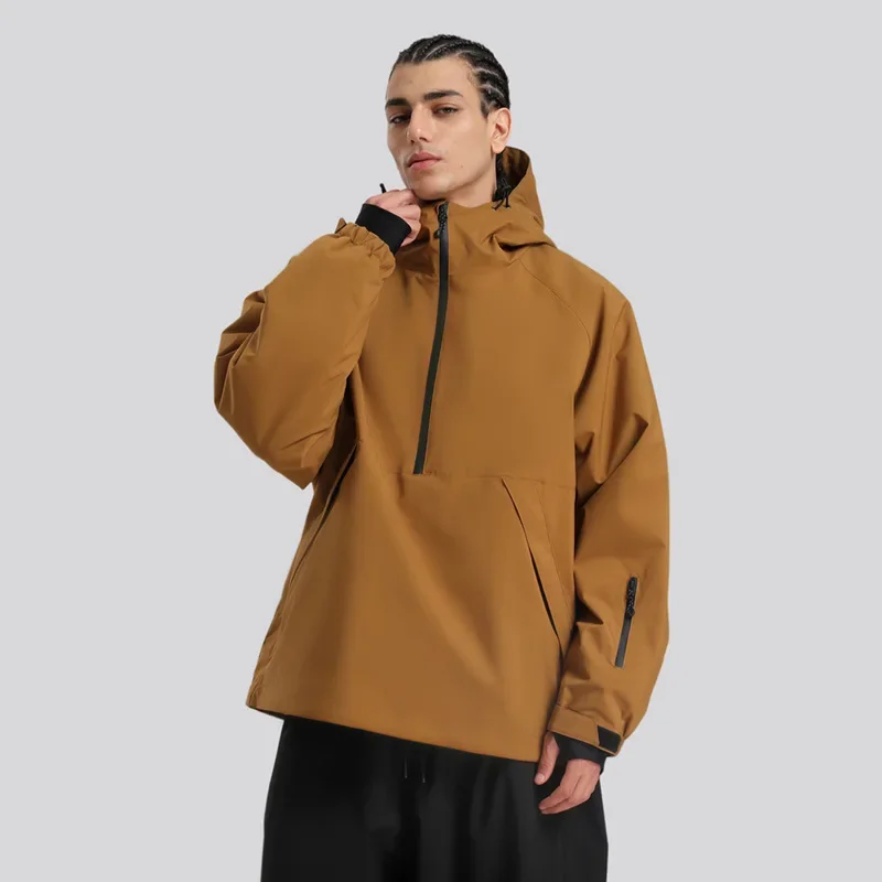 New ski suit men's hooded cover loose veneer windproof and waterproof