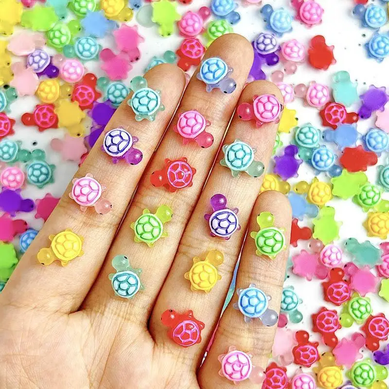 30PCS Creative Mini Turtle Nail Charms Cartoon Dopamine Colored Turtle Resin Nail Art Decorations DIY Phone Case Nails Cratfts